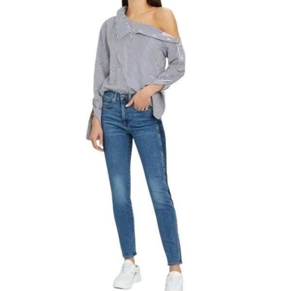 Sz 6 or 28 Veronica Beard Kate High Rise Two Tone Skinny Jeans stretch - Picture 2 of 12